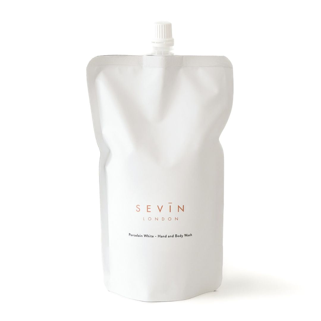 White bottle with Sevin London branding on a white background