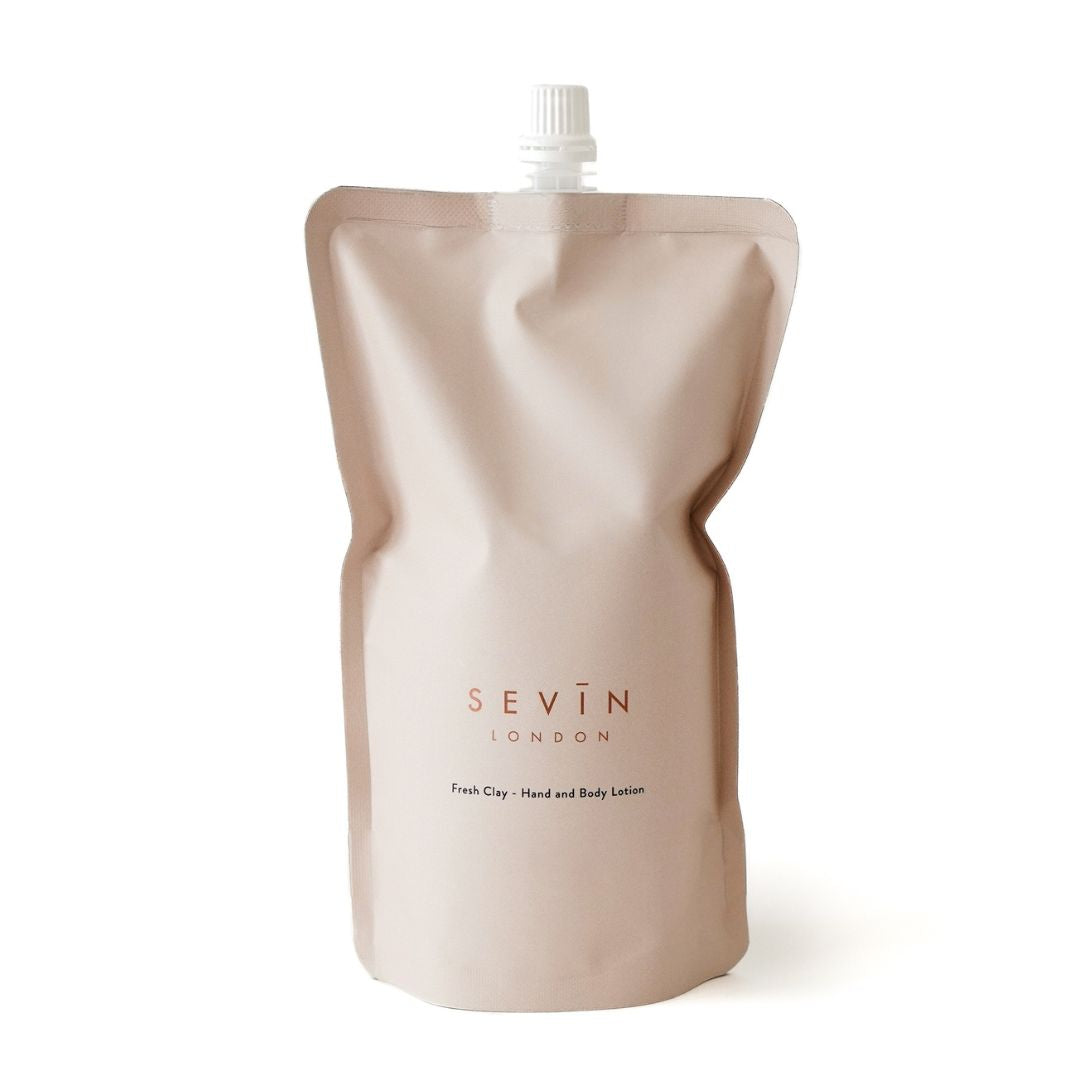 Sevin London hand and body lotion pouch on a white background