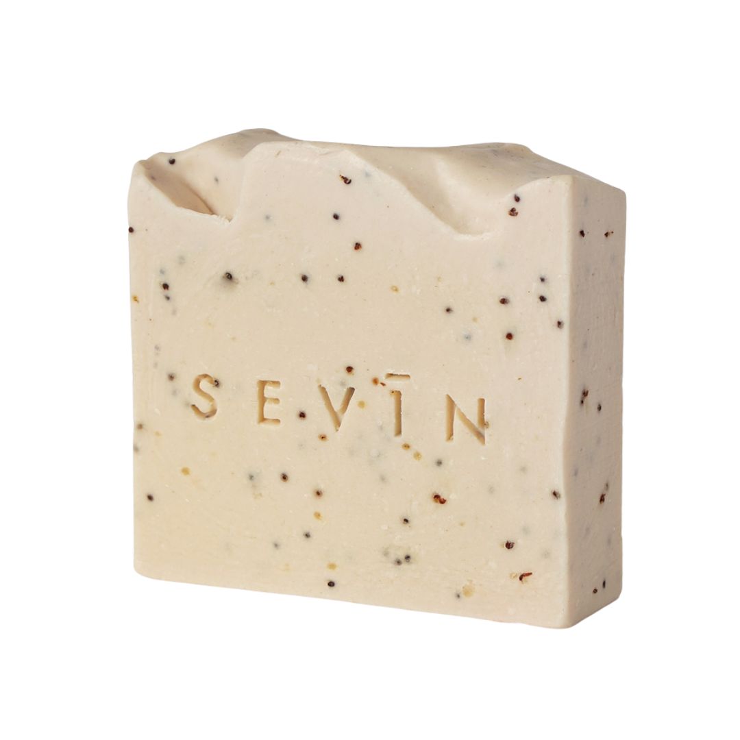 Bar of soap with 'SEVIN' branding on a white background